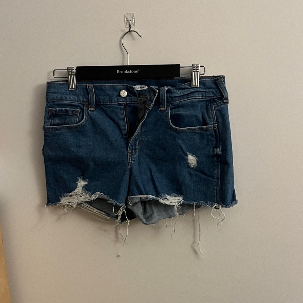 Brookstone Women's Ripped Jean Shorts - Dark Blue